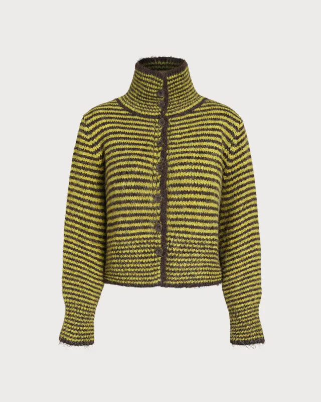 Green Striped Turtle Knit Cardigan sold by rihoas