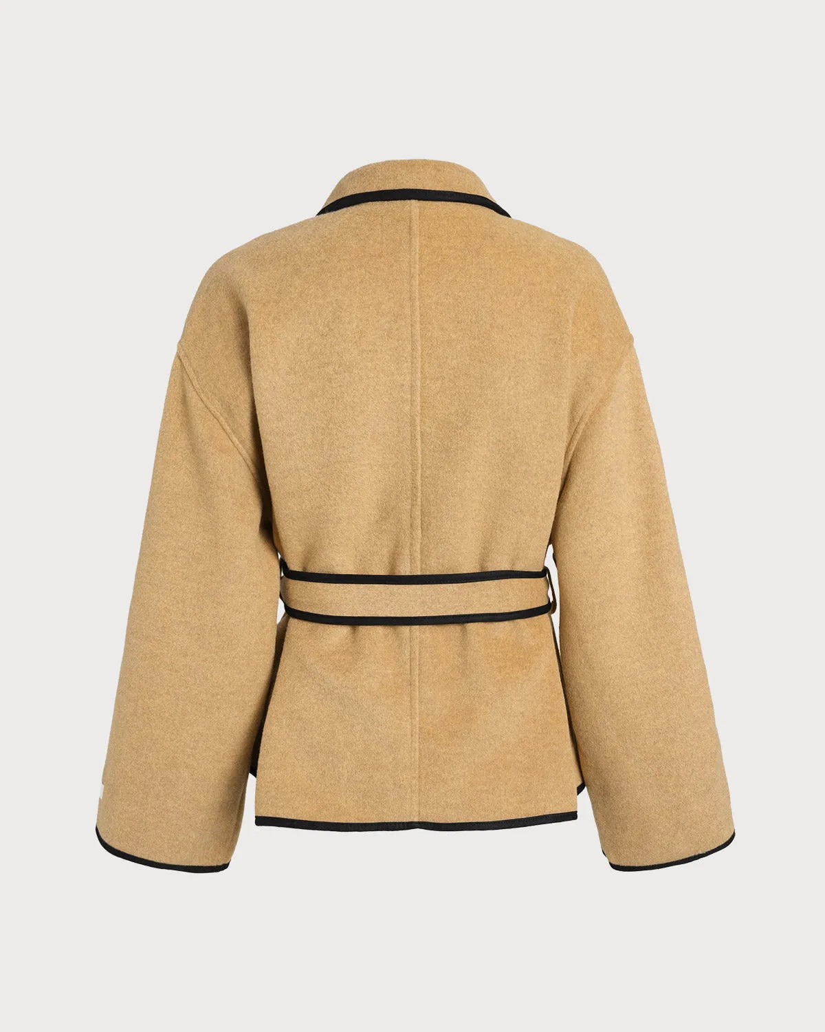 Khaki Contrasting Belted Jacket sold by rihoas product image thumbnail 2