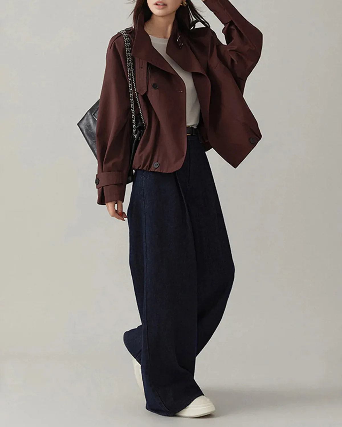 Wine Red Double Breasted Jacket sold by rihoas product image thumbnail 4