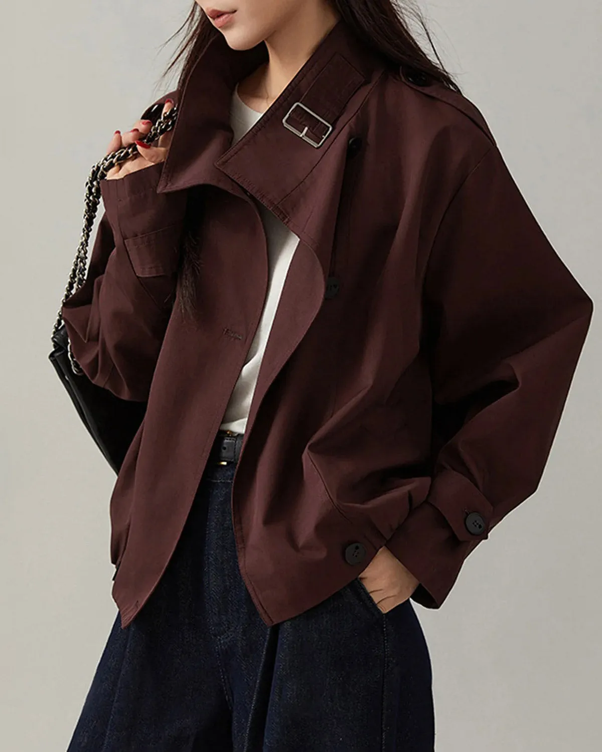 Wine Red Double Breasted Jacket sold by rihoas product image thumbnail 2