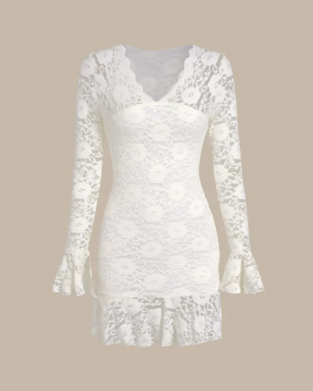 White Floral See Through Mini Dress sold by rihoas
