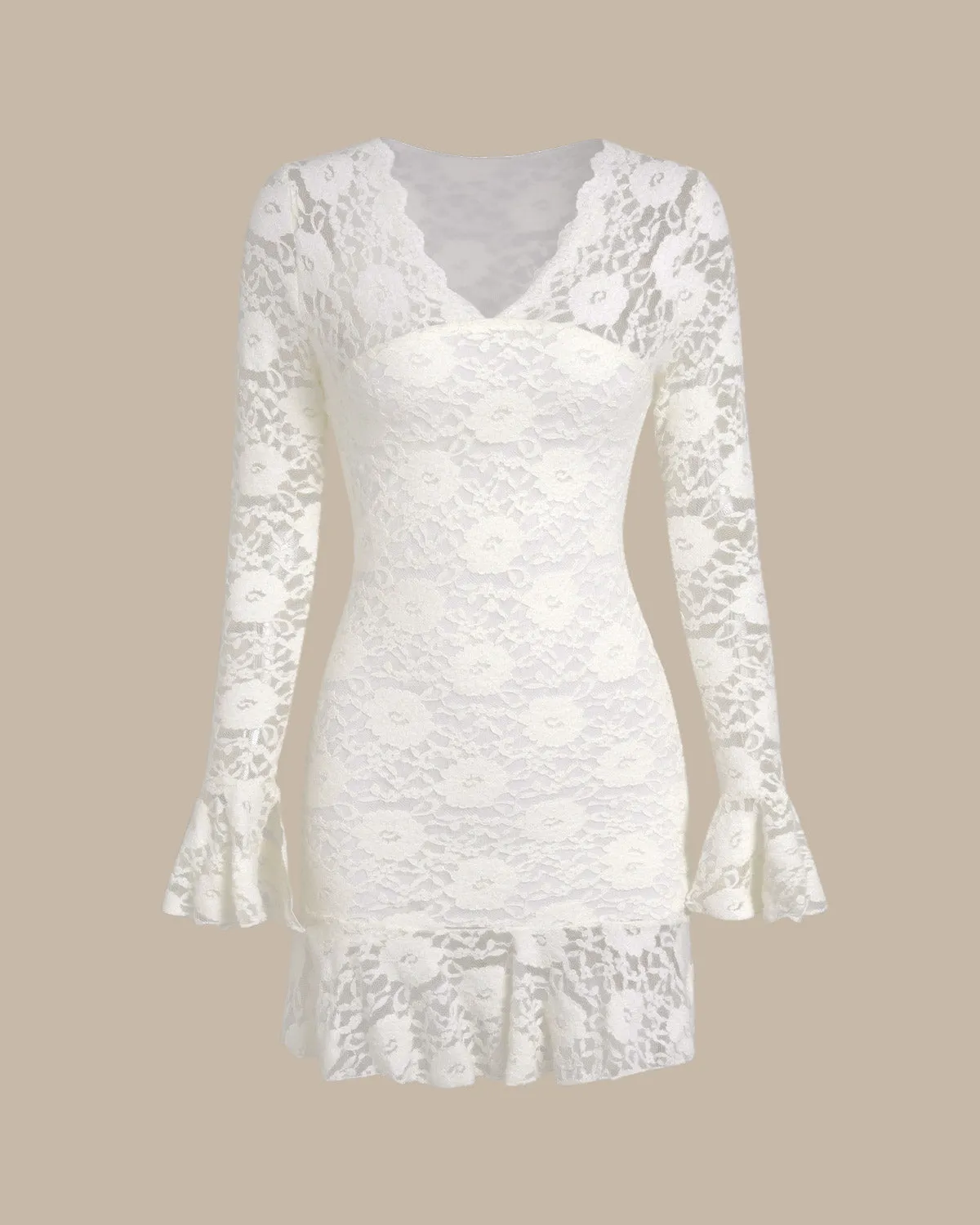 White Floral See Through Mini Dress sold by rihoas