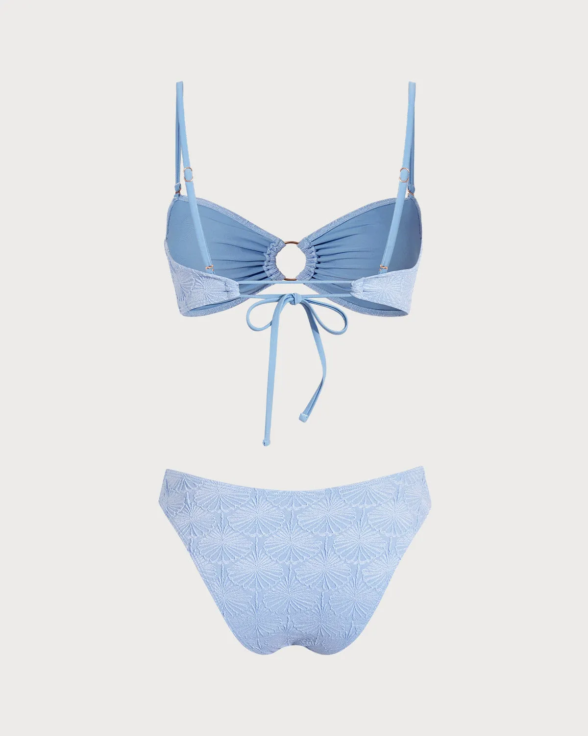 Blue Jacquard Cut Out Bikini Sets sold by rihoas product image thumbnail 2