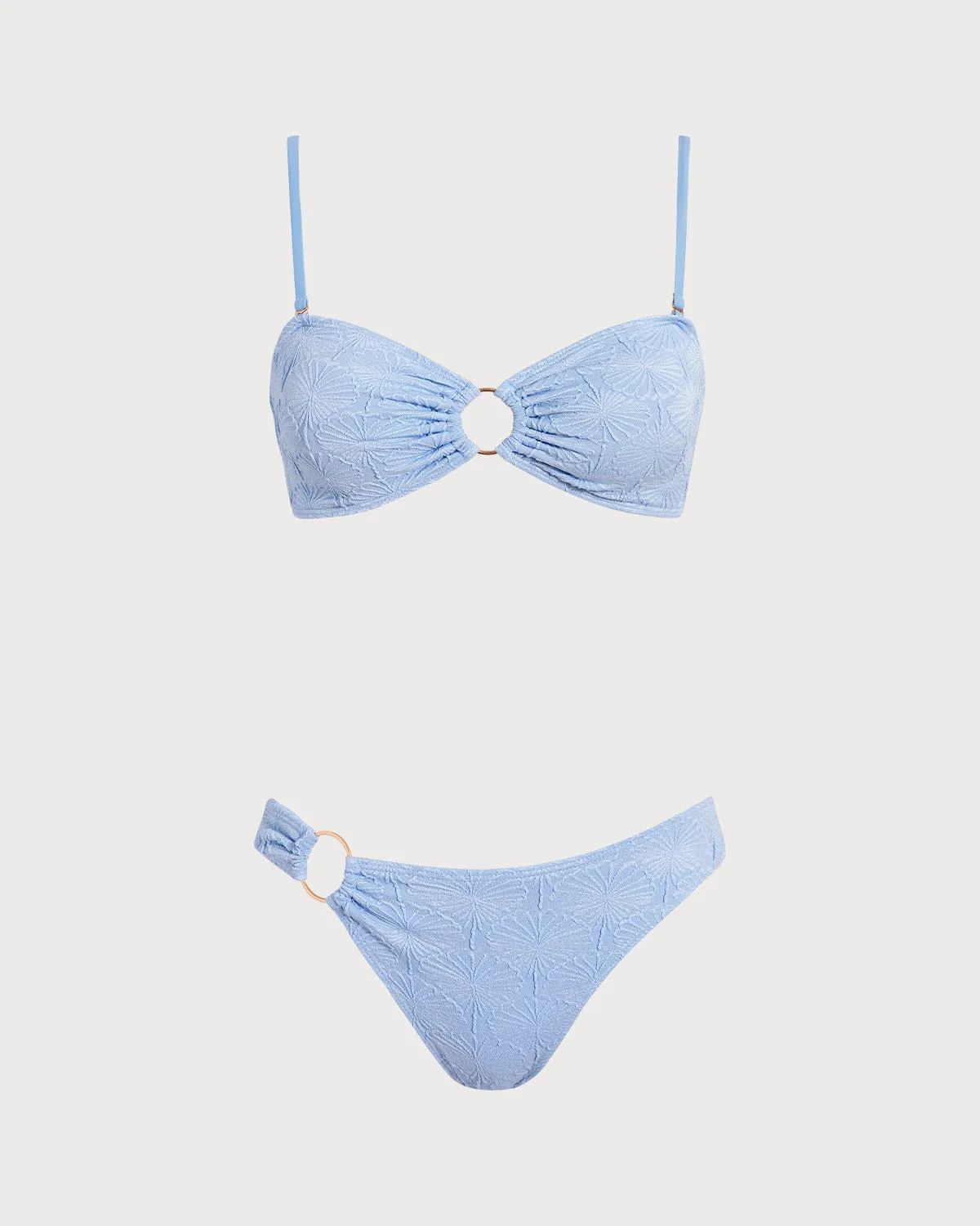 Blue Jacquard Cut Out Bikini Sets sold by rihoas