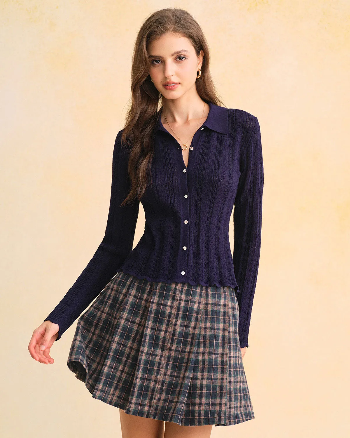 Blue Plaid A-Line Mini Skirt sold by rihoas product image thumbnail 3