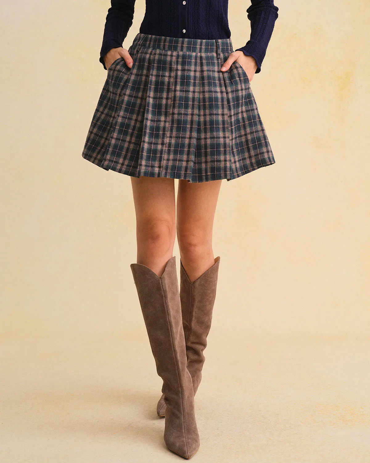 Blue Plaid A-Line Mini Skirt sold by rihoas product image thumbnail 4