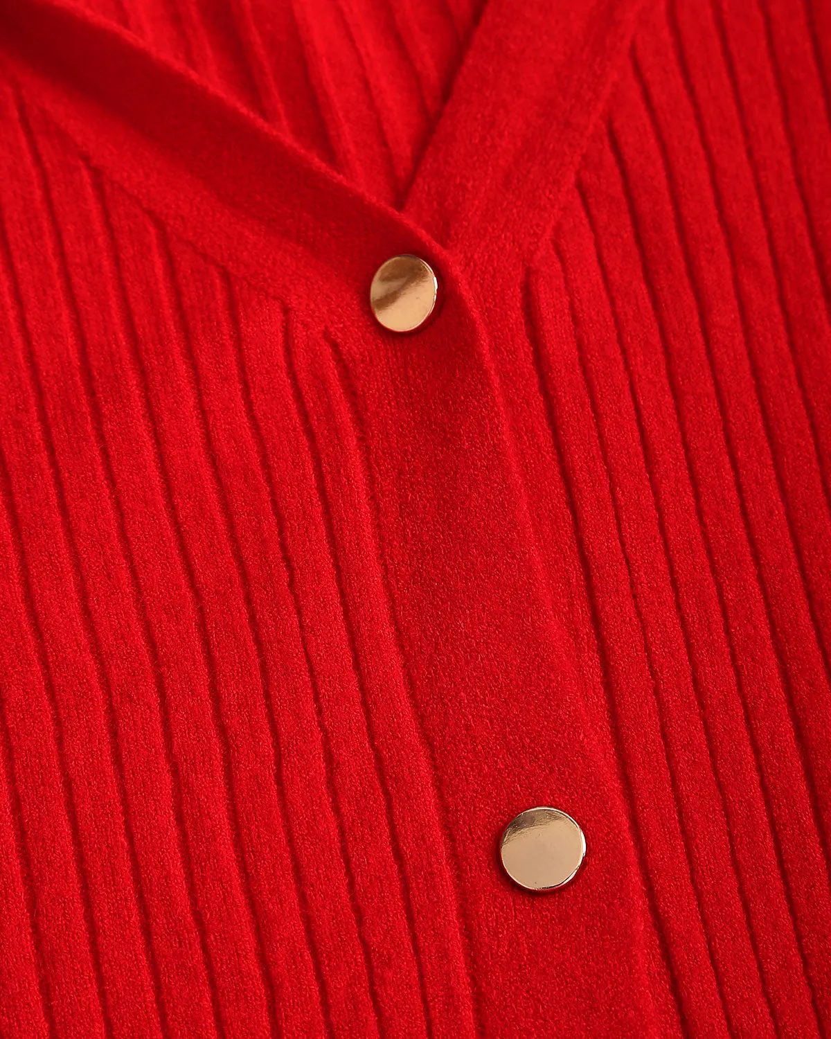 Red V Neck Slim Casual Knit Cardigan sold by rihoas product image thumbnail 3