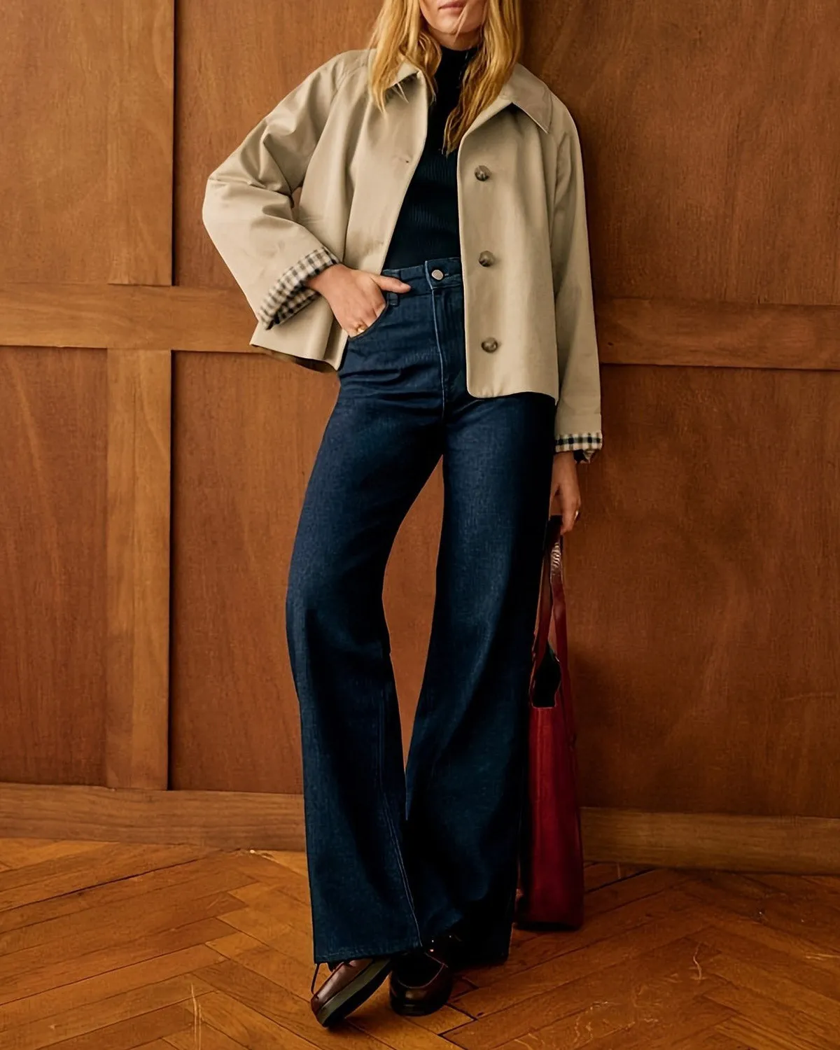 Khaki Contrasting Pocket Jacket sold by rihoas product image thumbnail 4