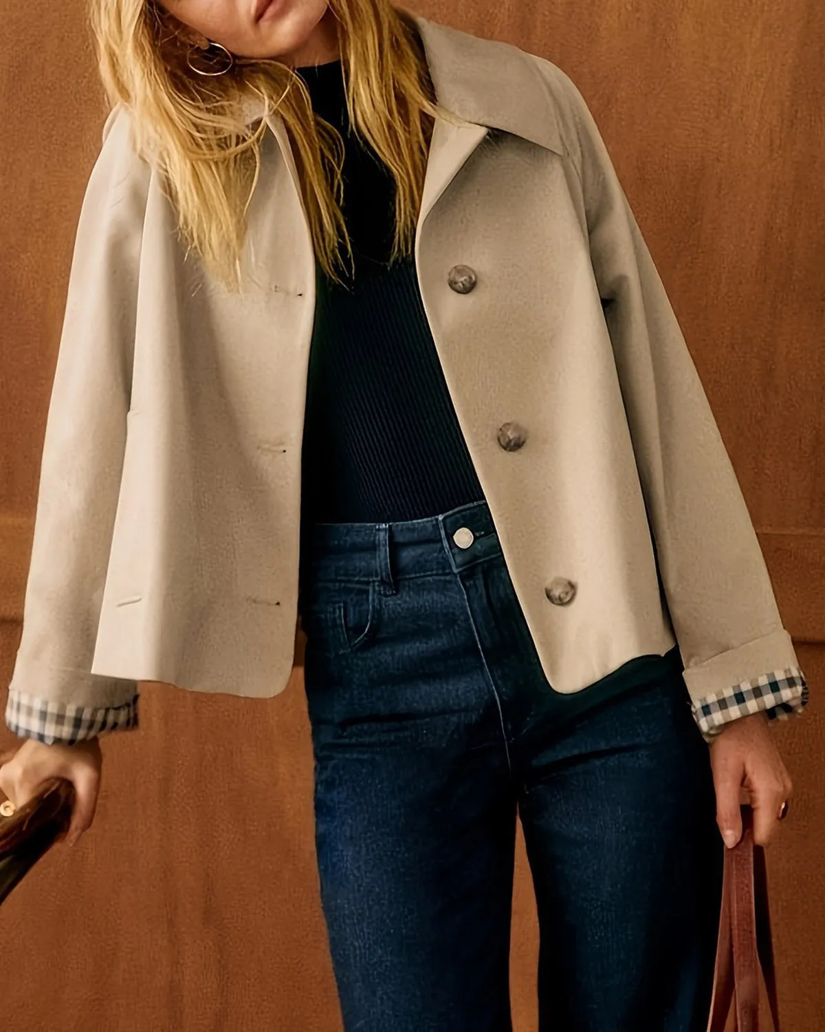 Khaki Contrasting Pocket Jacket sold by rihoas product image thumbnail 2