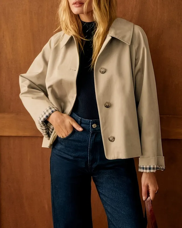 Khaki Contrasting Pocket Jacket sold by rihoas