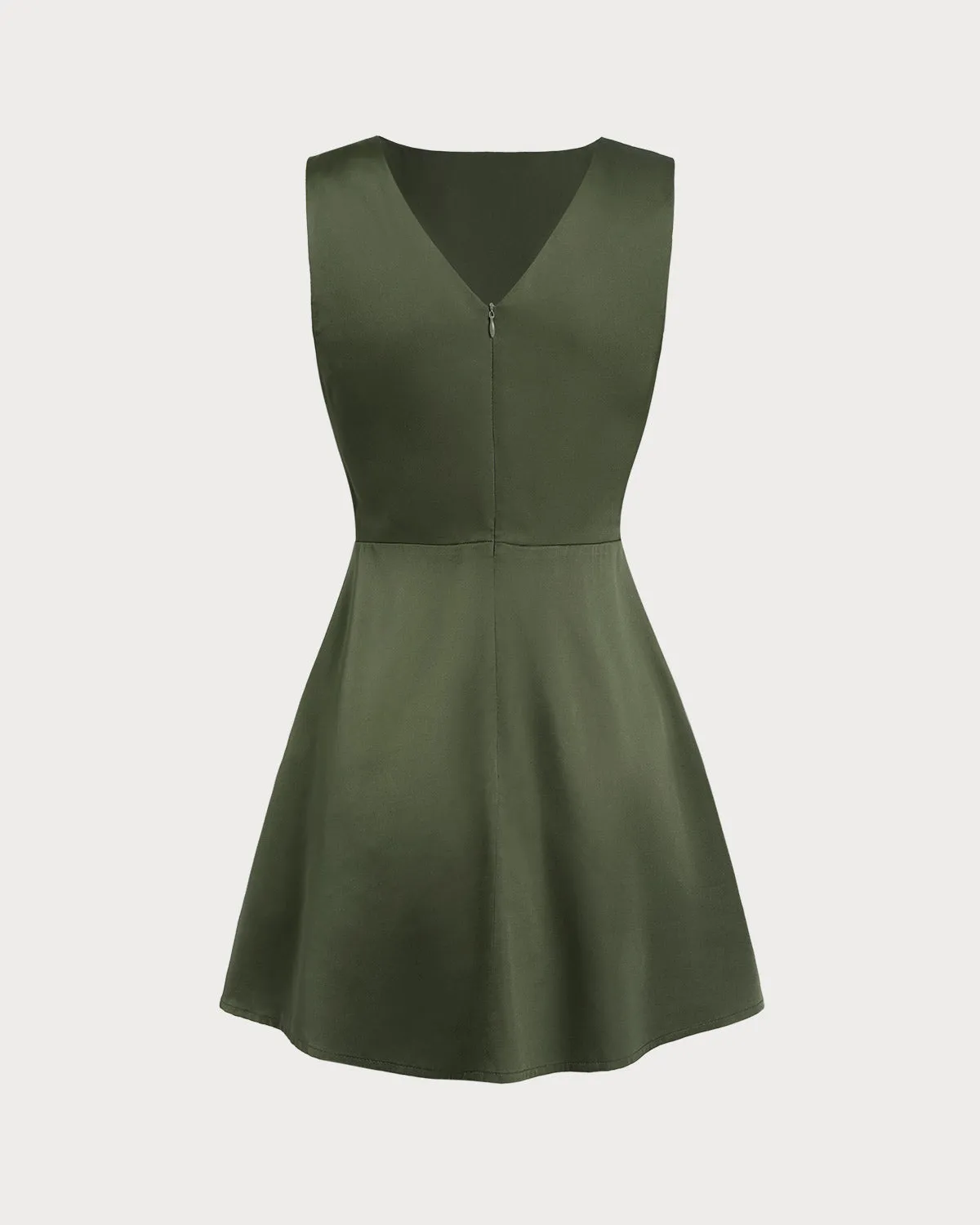Green Satin Sleeveless Mini Dress sold by rihoas product image thumbnail 2