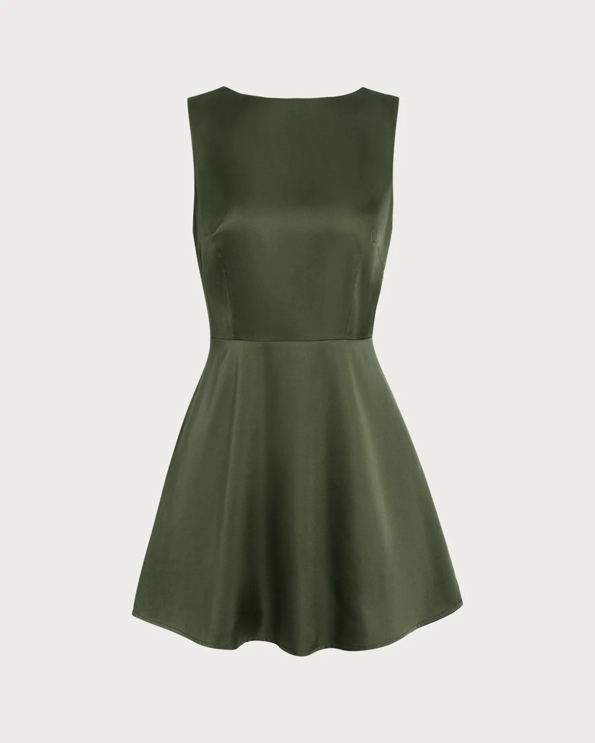 Green Satin Sleeveless Mini Dress sold by rihoas