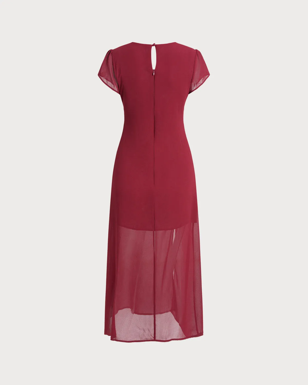 Red nd Neck Cap Sleeve Midi Dress sold by rihoas product image thumbnail 2