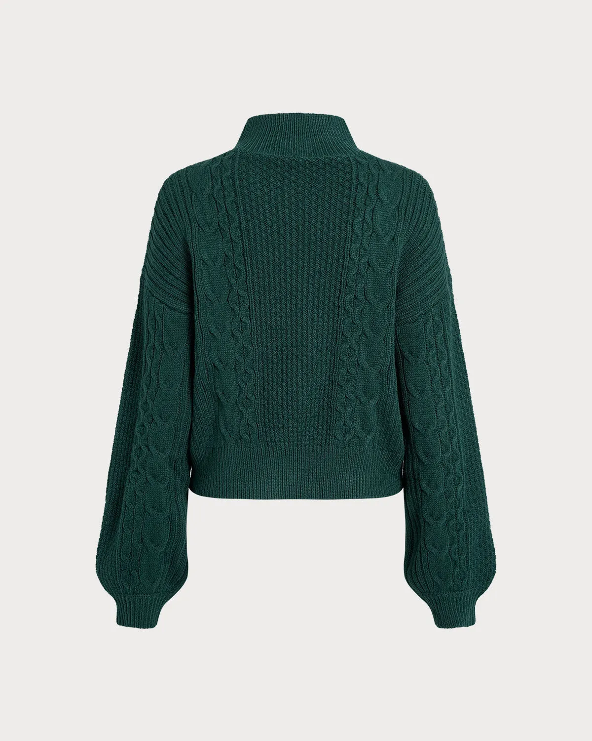Green Mock Neck Lantern Sleeve Sweater sold by rihoas product image thumbnail 2