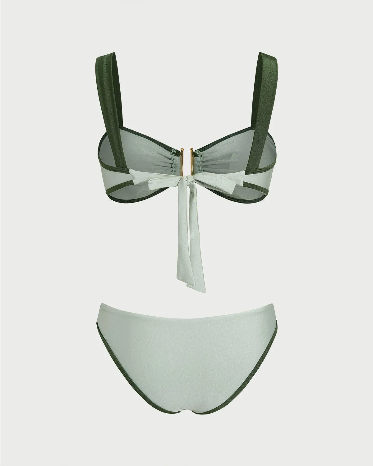 Green Contrasting Bandeau Bikini Set sold by rihoas product image thumbnail 2