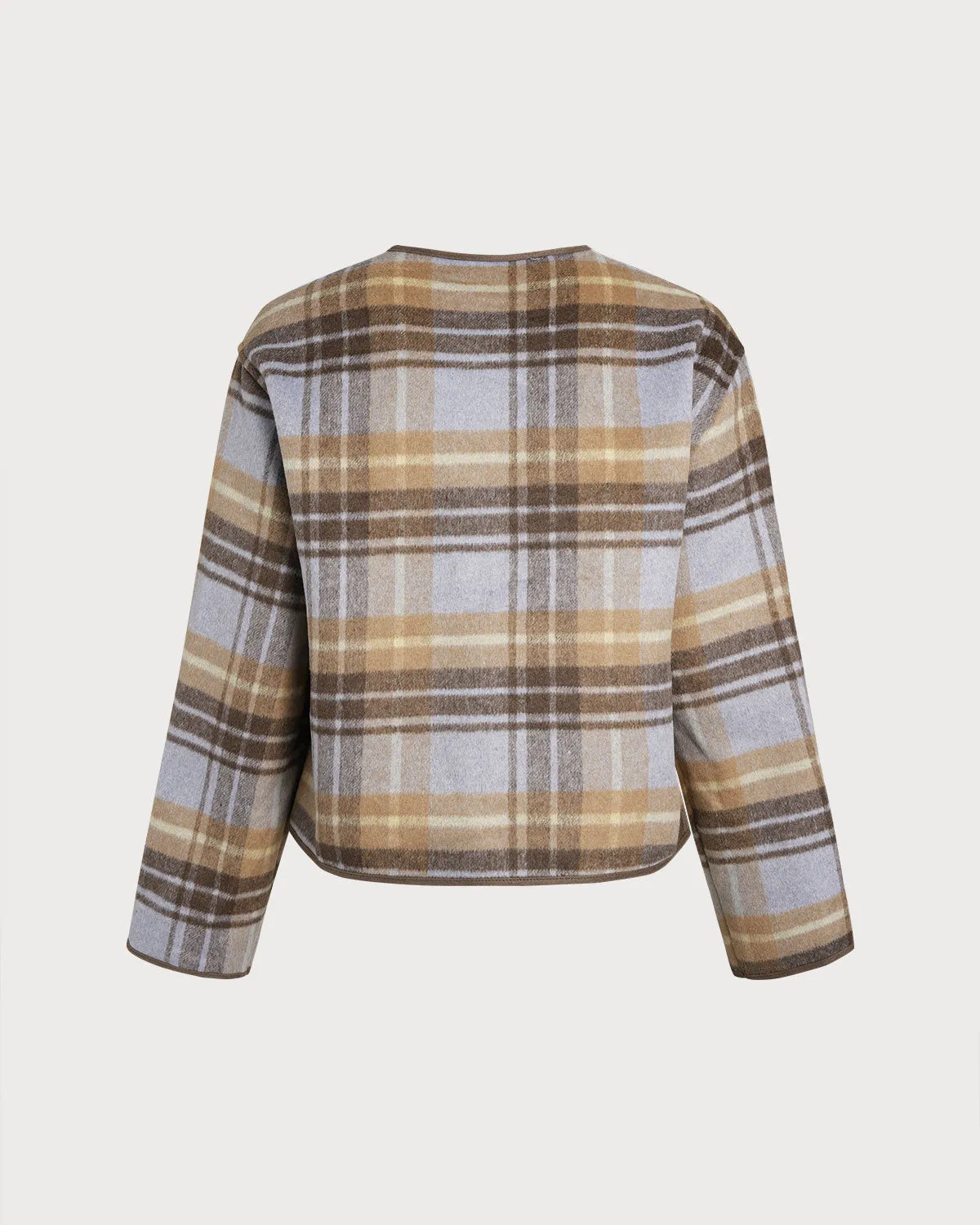 Brown Plaid Loose Jacket sold by rihoas product image thumbnail 2