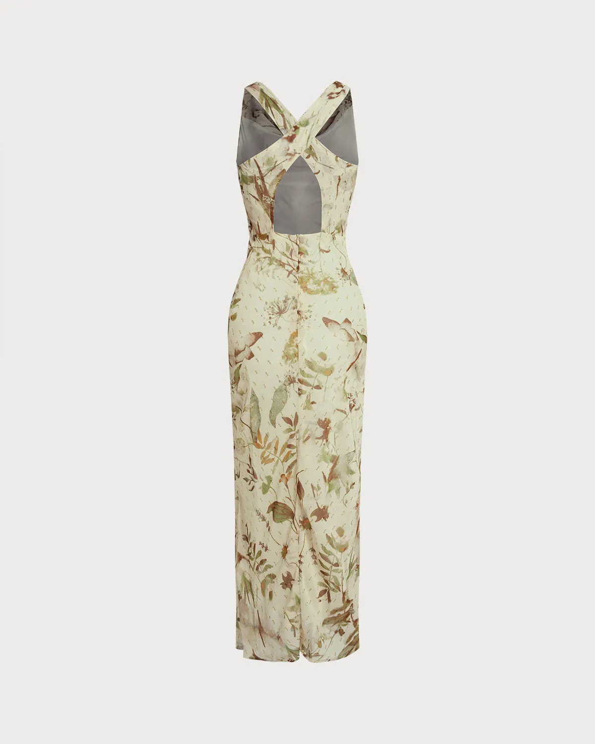 Apricot Floral Cowl Neck Midi Dress sold by rihoas product image thumbnail 2