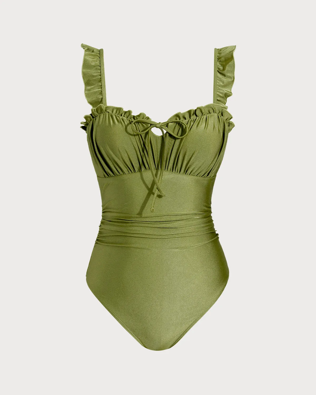 Green Ruched Bralette One-Piece sold by rihoas