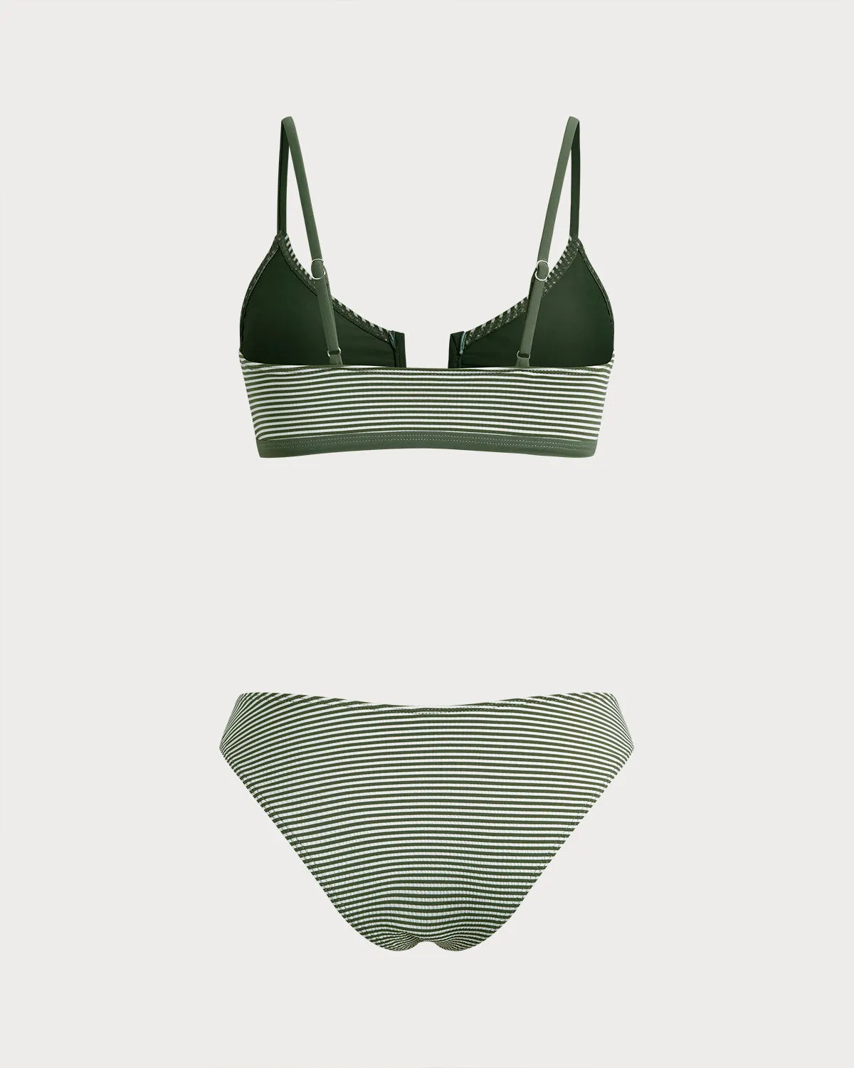 Army Green Striped Bralette Bikini Set sold by rihoas product image thumbnail 2
