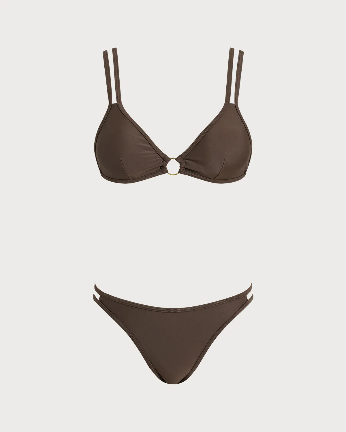 Coffee Triangle O-Ring Bikini Set sold by rihoas