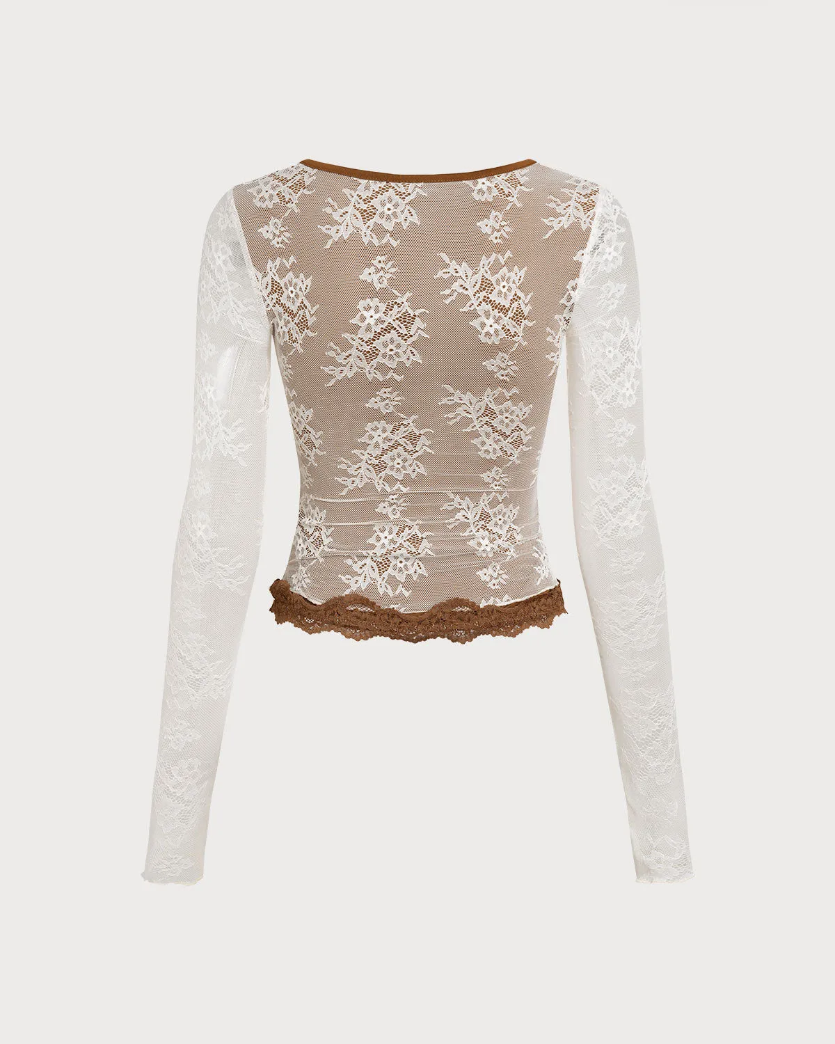 Off White V Neck Lace Tee sold by rihoas product image thumbnail 2