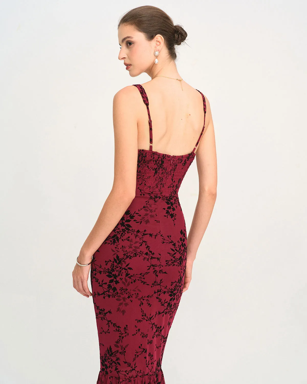 Red Floral Sleeveless Maxi Dress sold by rihoas product image thumbnail 4