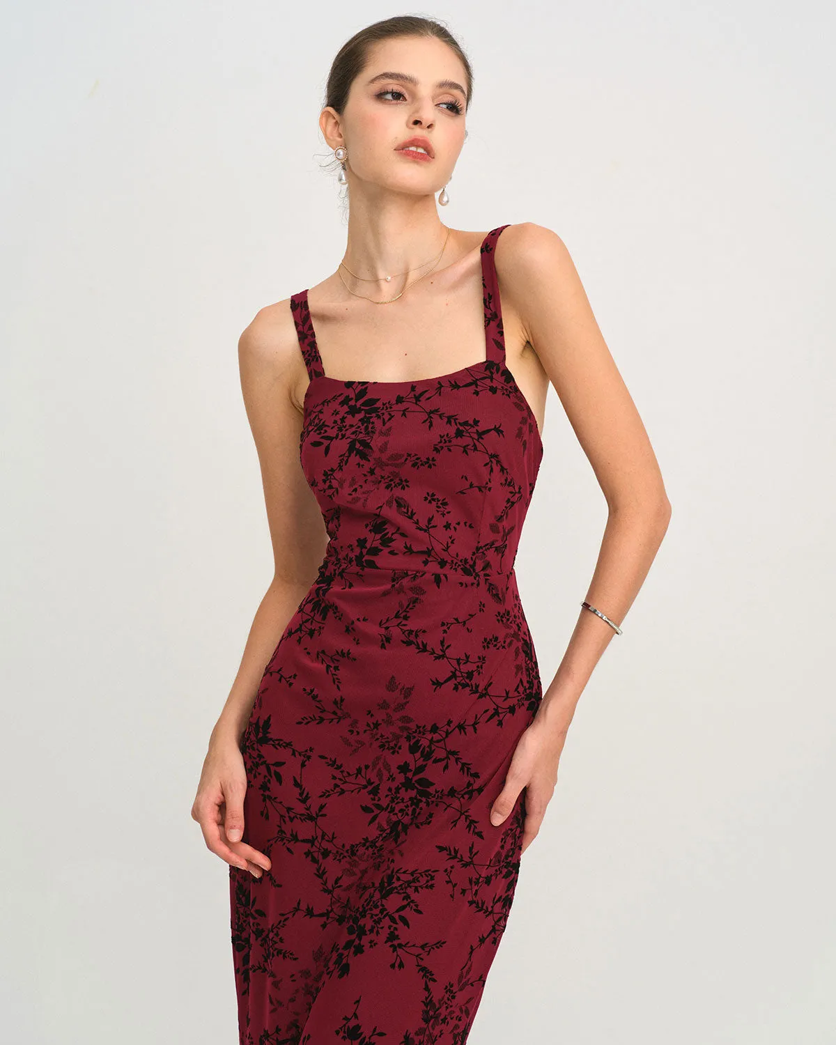 Red Floral Sleeveless Maxi Dress sold by rihoas product image thumbnail 2