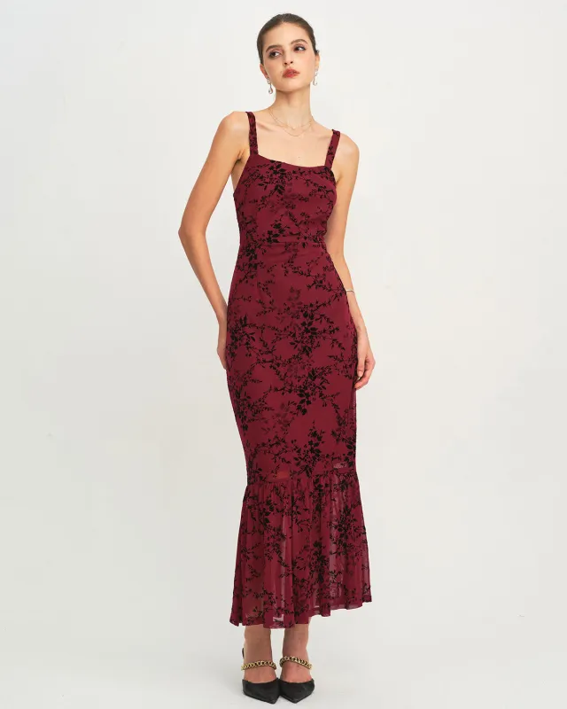 Red Floral Sleeveless Maxi Dress sold by rihoas