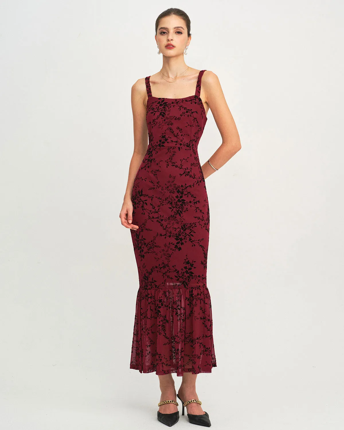 Red Floral Sleeveless Maxi Dress sold by rihoas product image thumbnail 5
