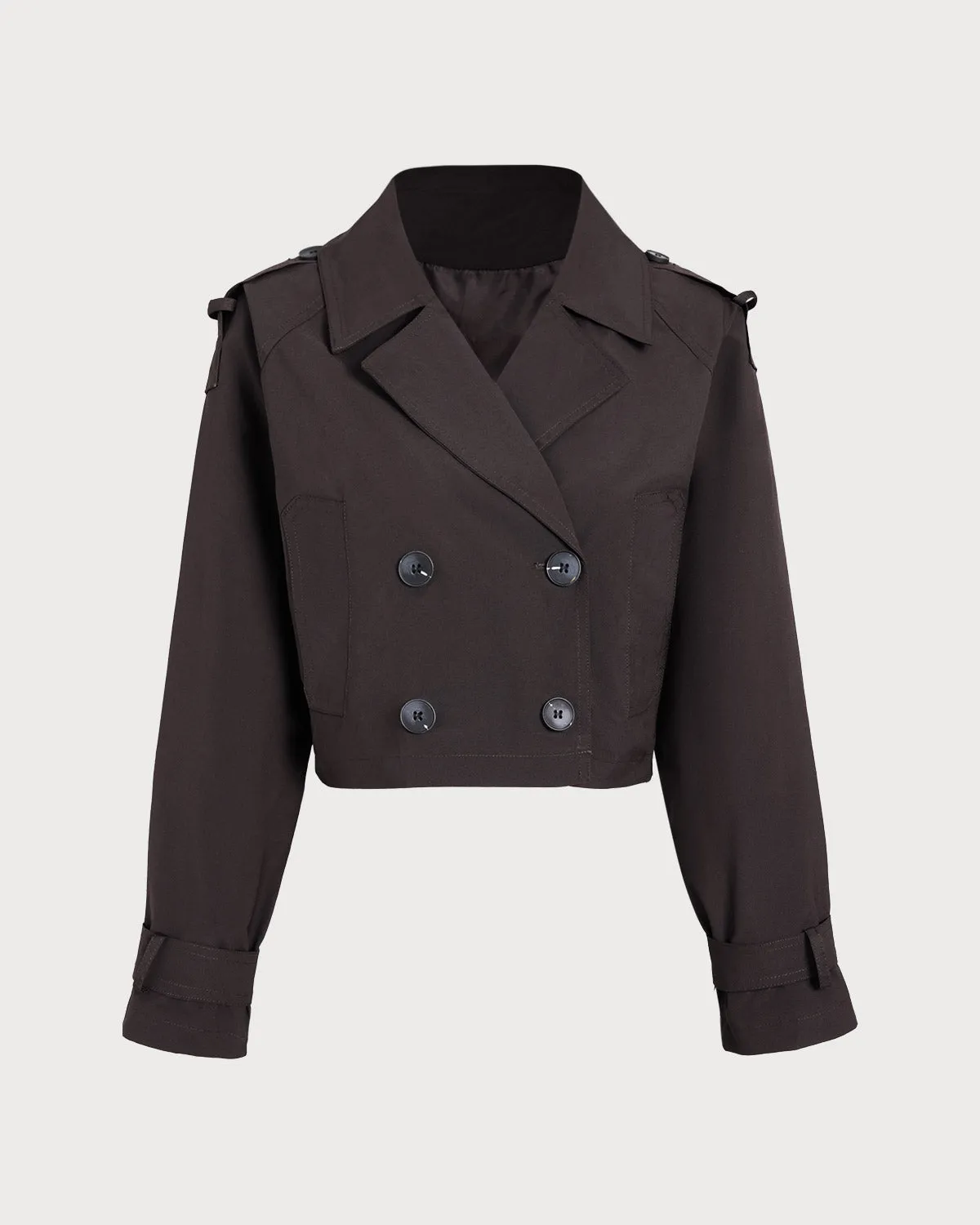 Coffee Double Breasted Cropped Jacket sold by rihoas