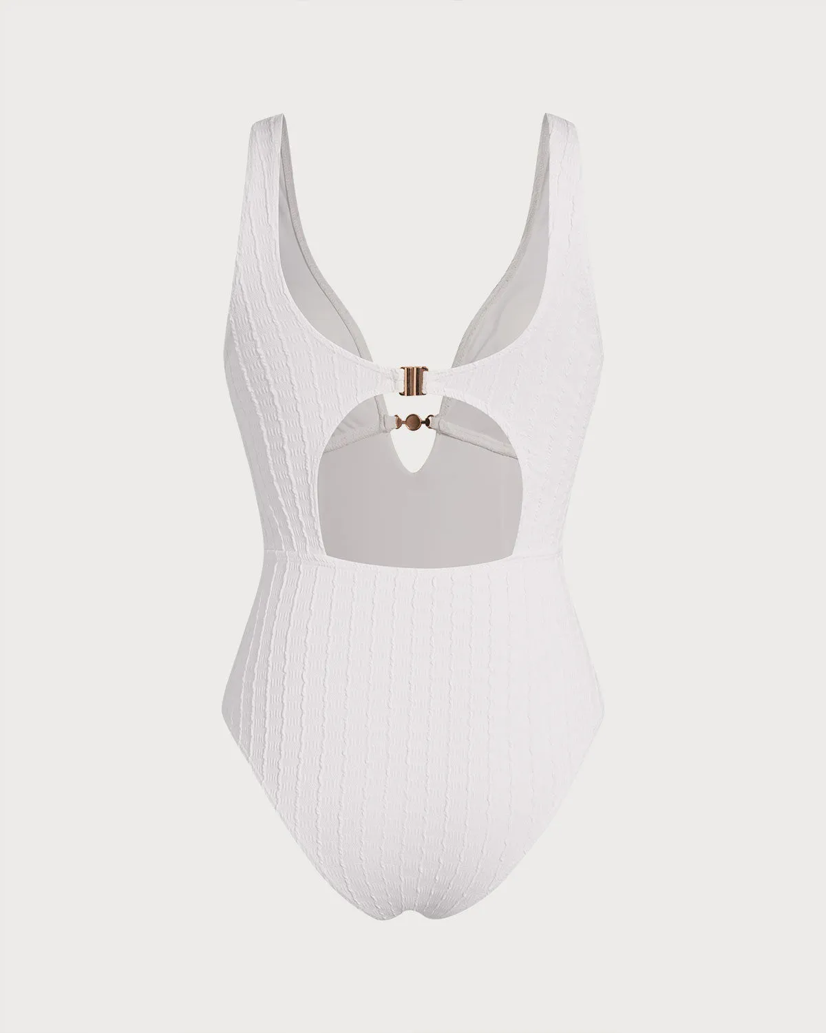 White Textured Cut Out One-Piece sold by rihoas product image thumbnail 2