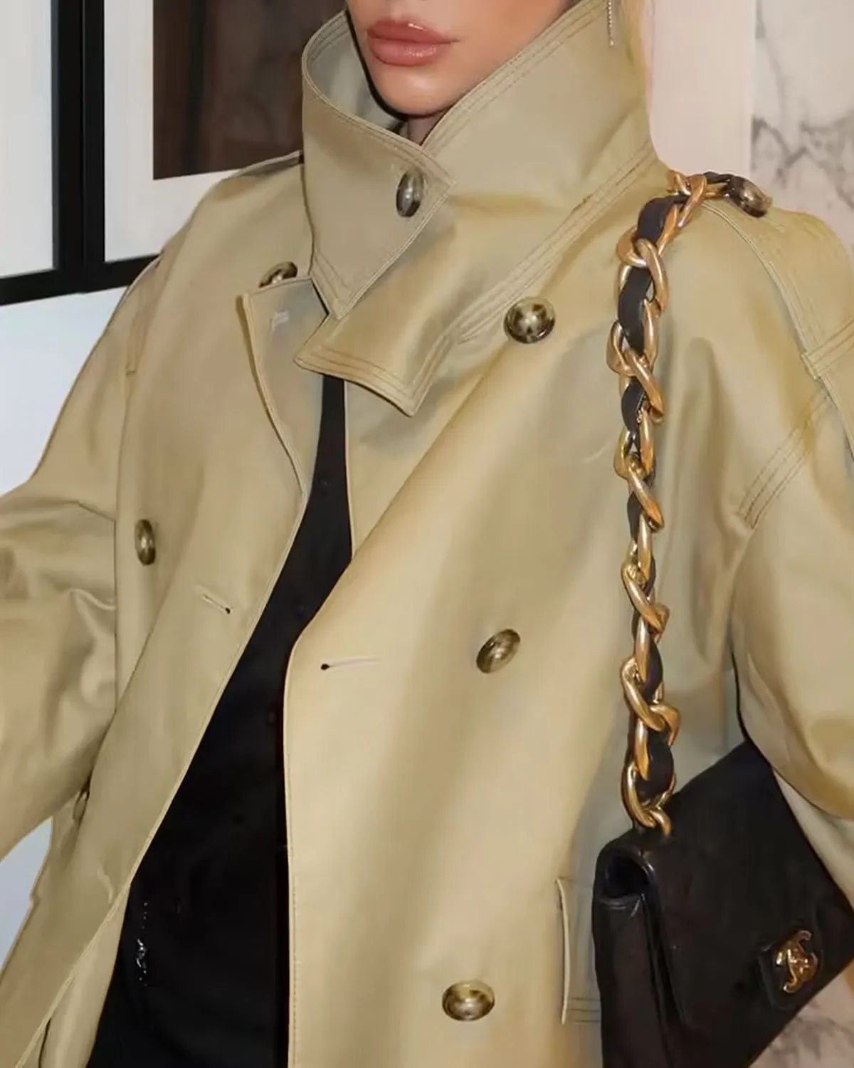 Khaki Double Breasted Jacket sold by rihoas product image thumbnail 2