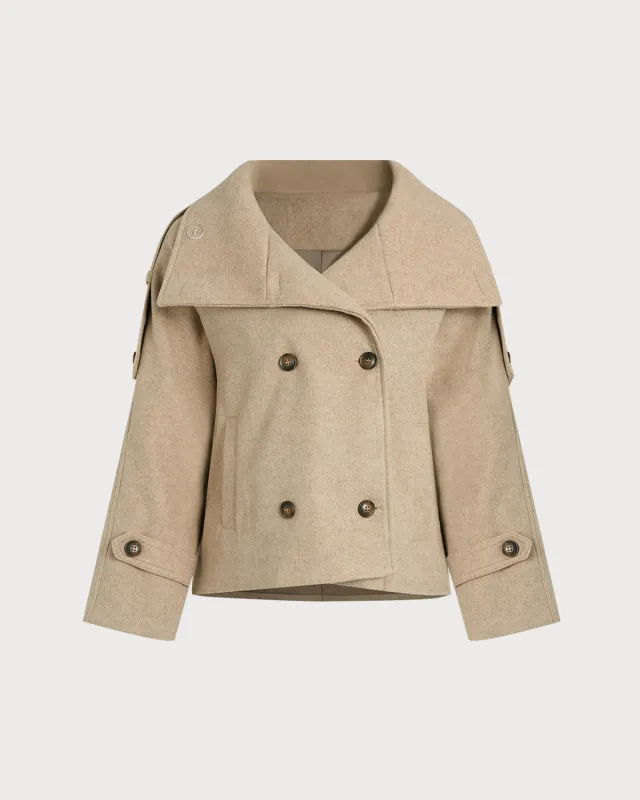 Camel Double Breasted Pocket Jacket sold by rihoas