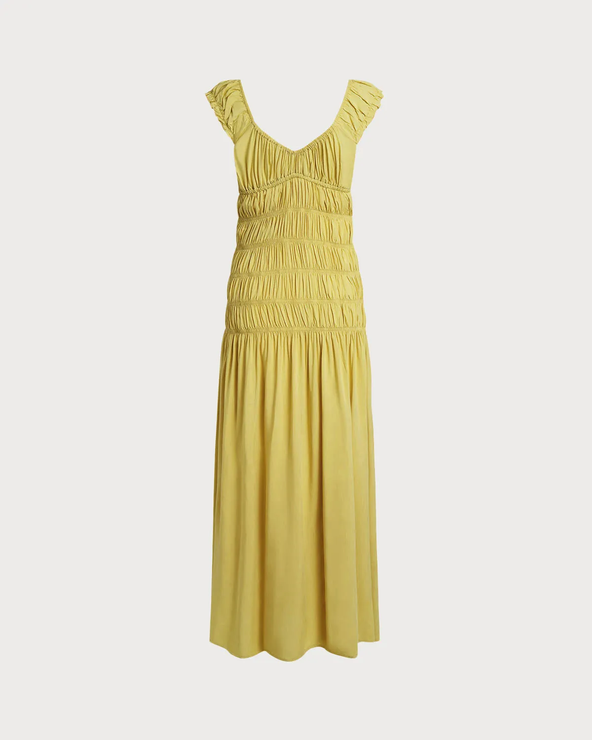 Yellow V Neck Cap Sleeve Maxi Dress sold by rihoas product image thumbnail 2