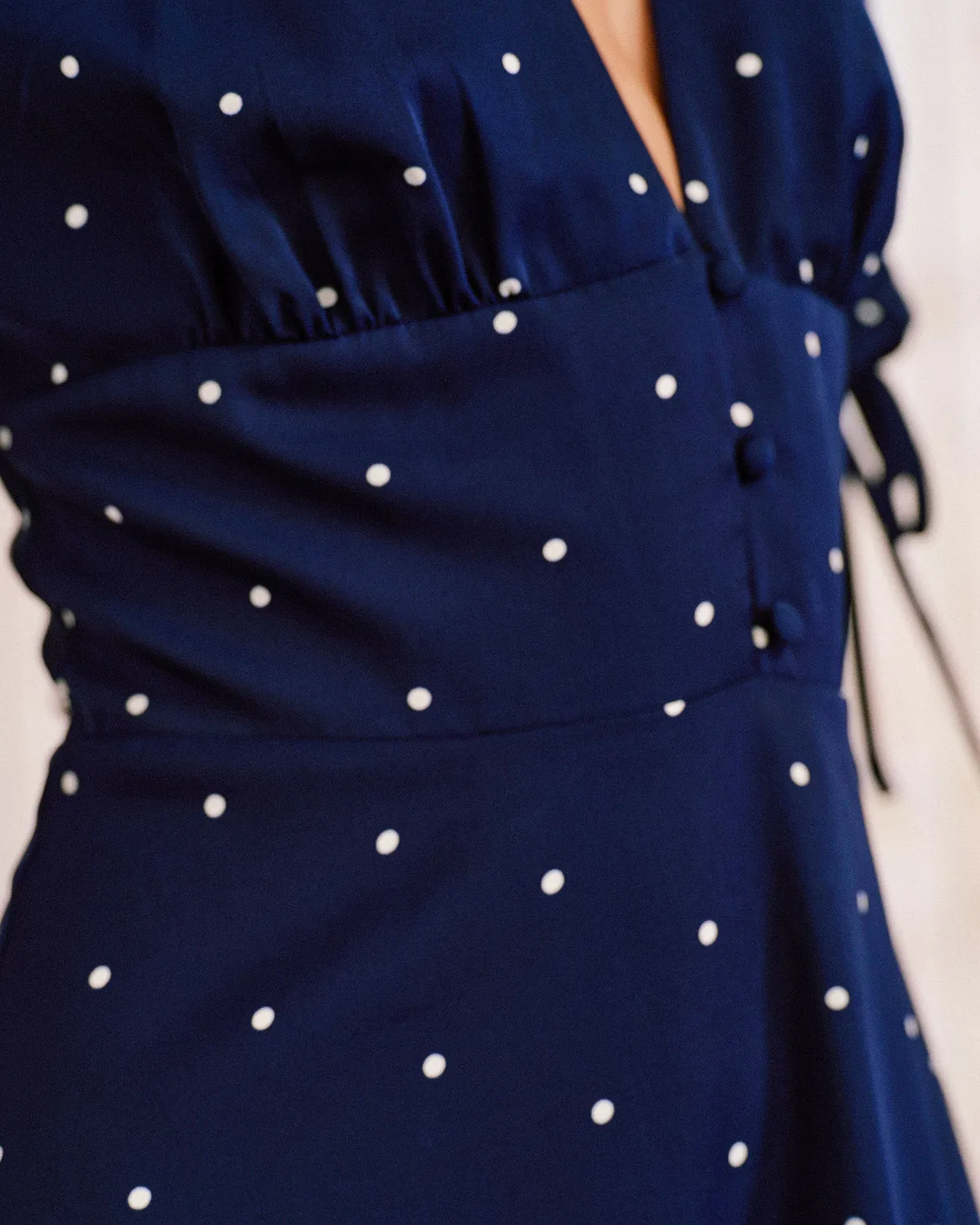 Blue Polka Dot A-Line Mini Dress sold by rihoas product image thumbnail 2