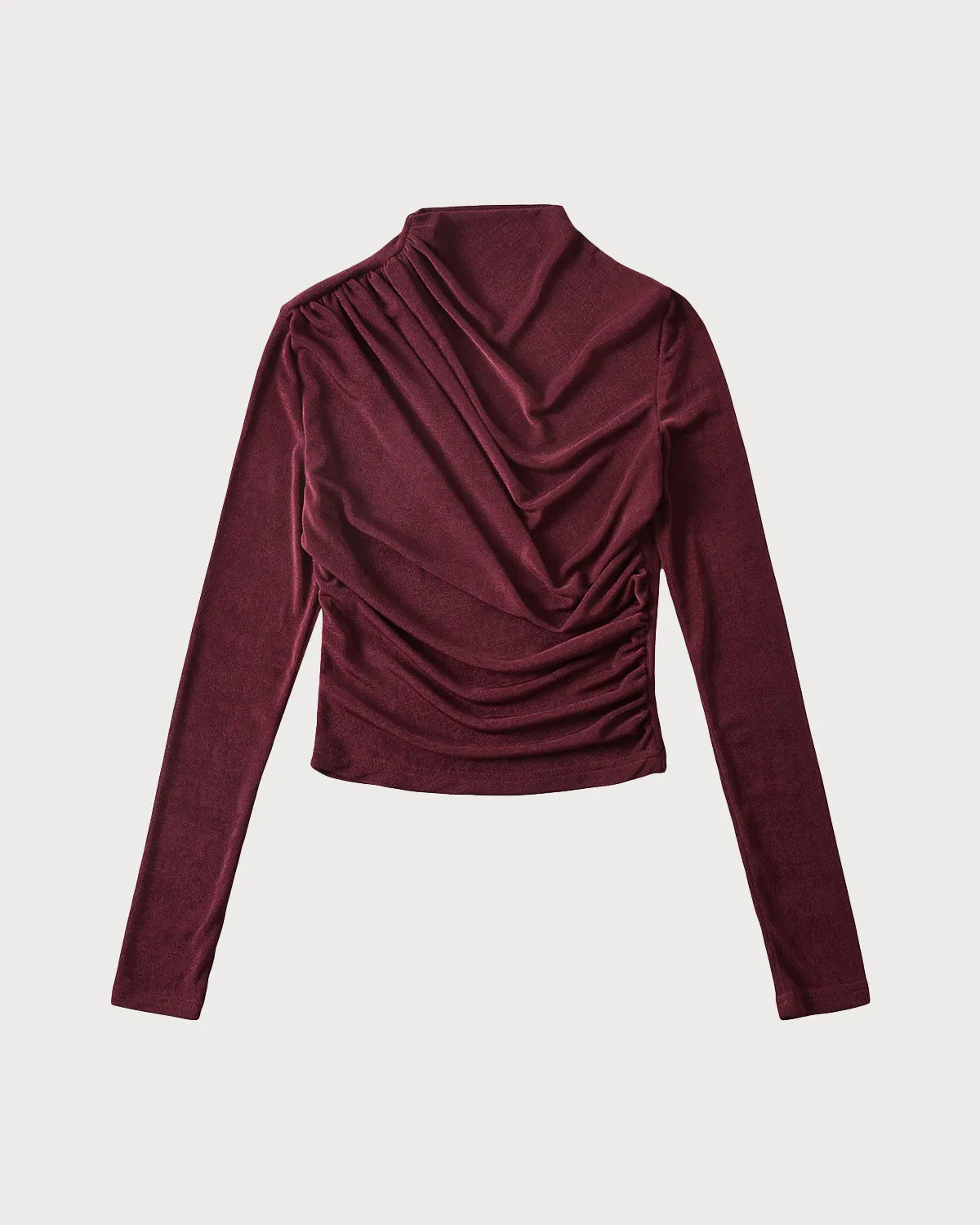 Wine Red Ruched Turtle Tee sold by rihoas product image thumbnail 2