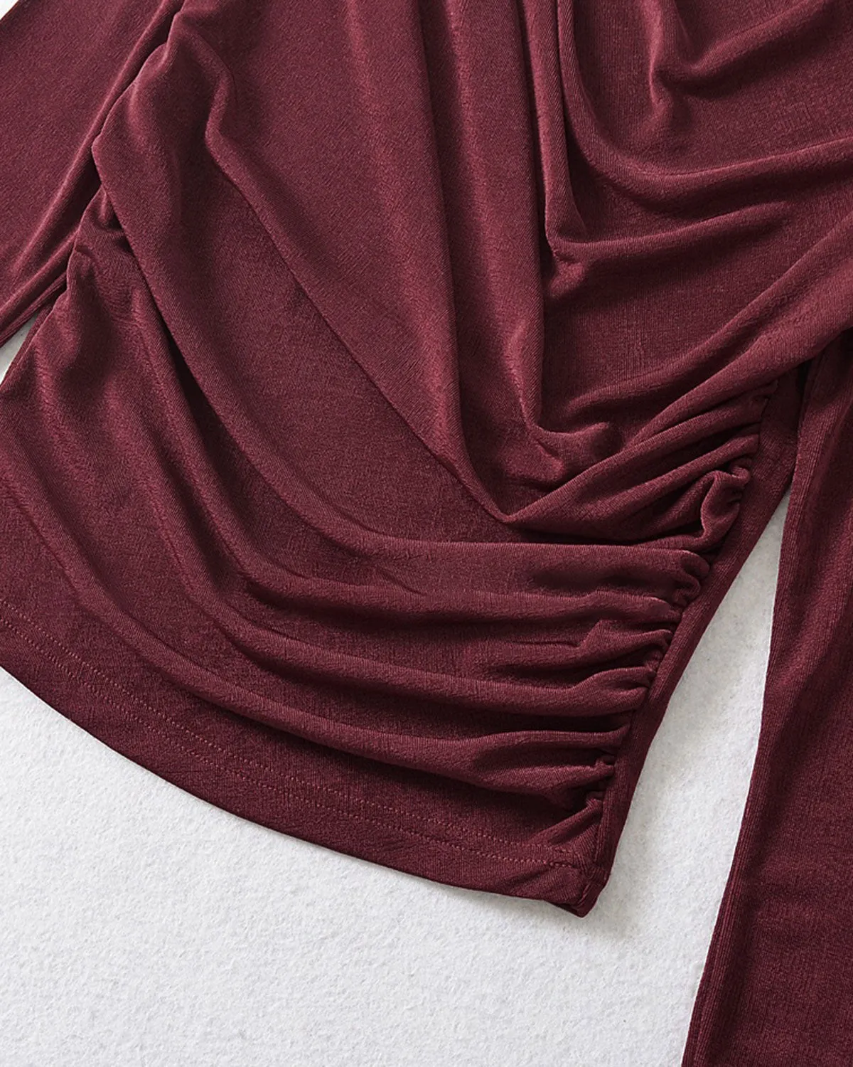 Wine Red Ruched Turtle Tee sold by rihoas product image thumbnail 4