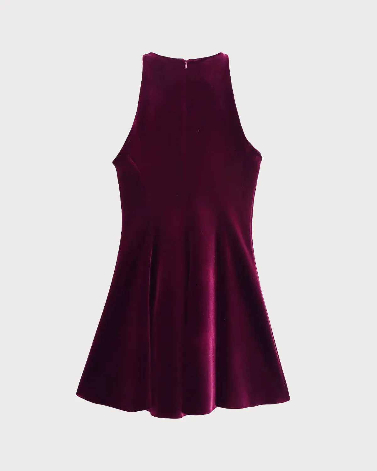 Wine Red Velour Sleeveless Mini Dress sold by rihoas product image thumbnail 2