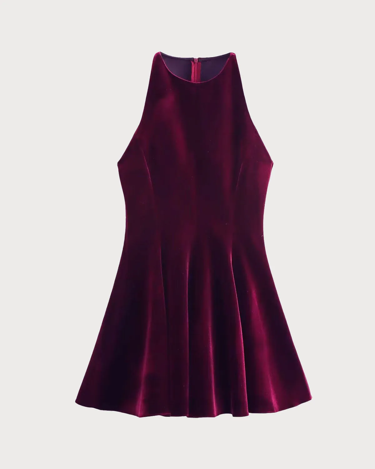 Wine Red Velour Sleeveless Mini Dress sold by rihoas