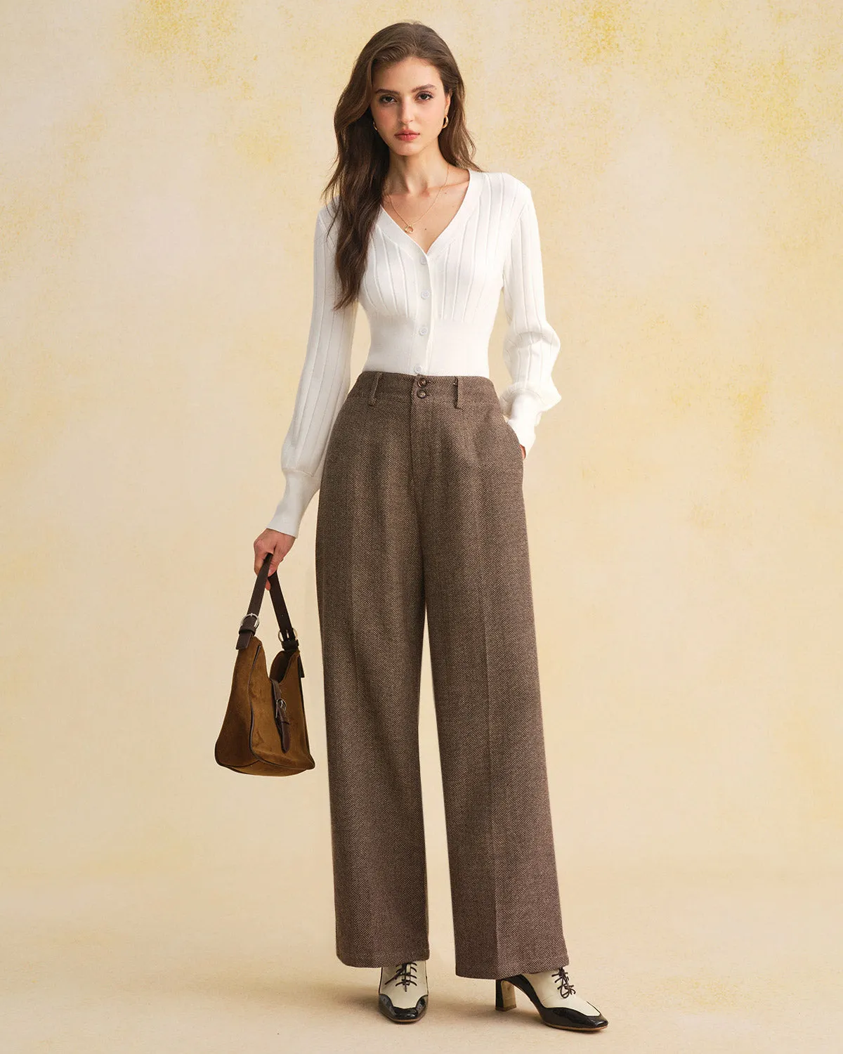 Brown Natural Waisted Straight Pants sold by rihoas product image thumbnail 5