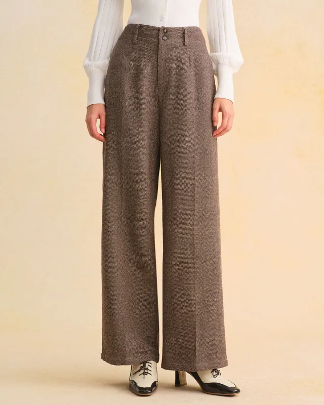 Brown Natural Waisted Straight Pants sold by rihoas