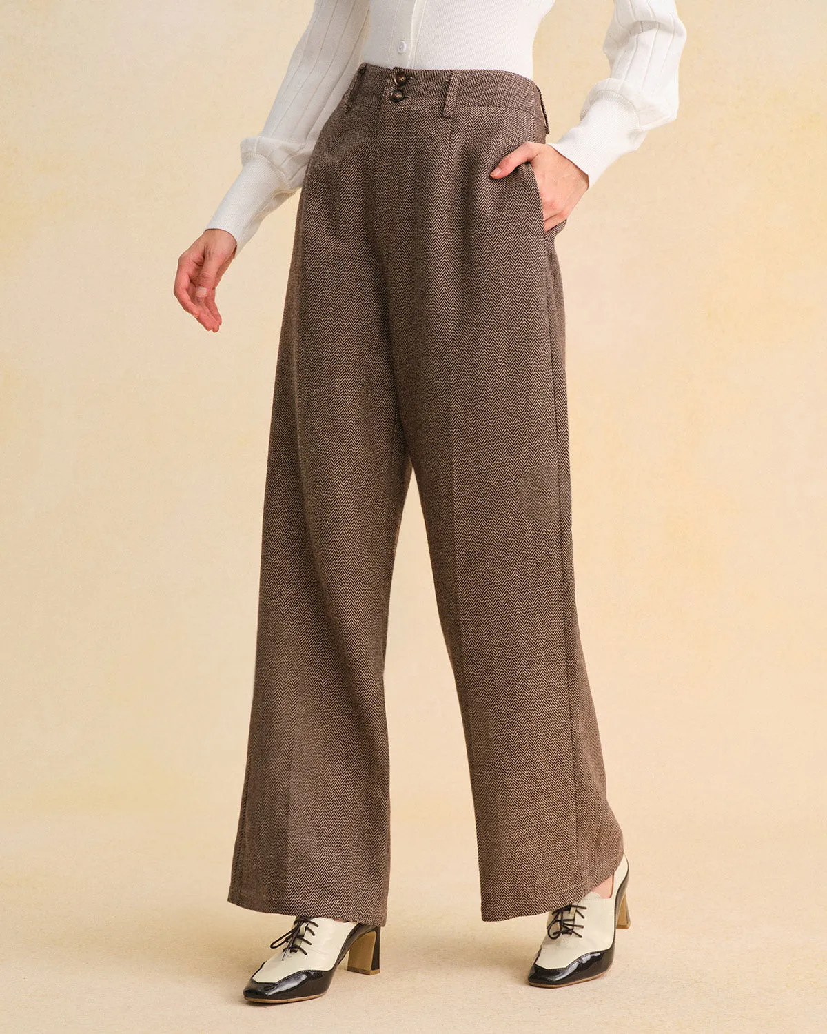 Brown Natural Waisted Straight Pants sold by rihoas product image thumbnail 3