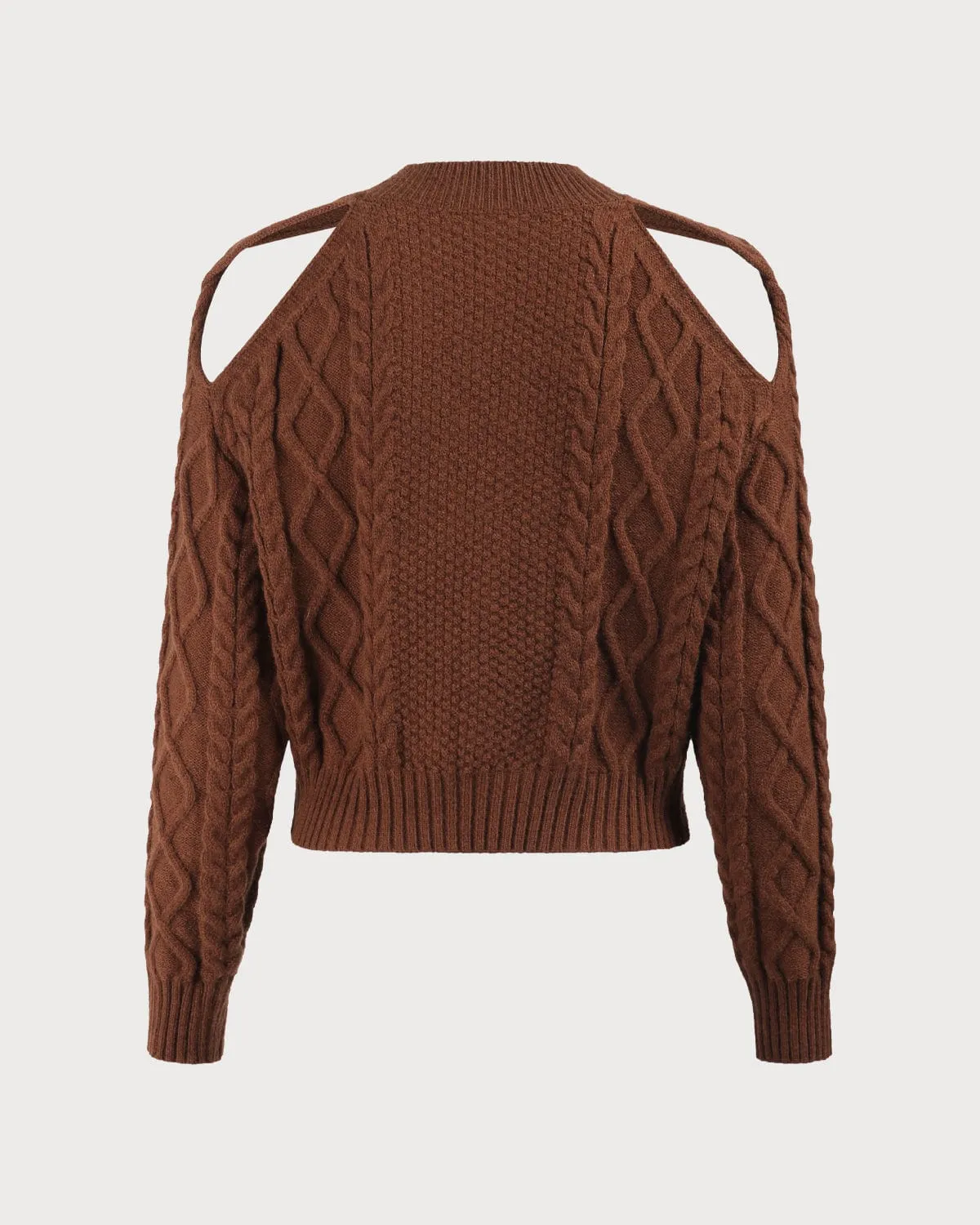 The Coffee Cutout Shoulder Woolen Knit Top sold by rihoas product image thumbnail 3