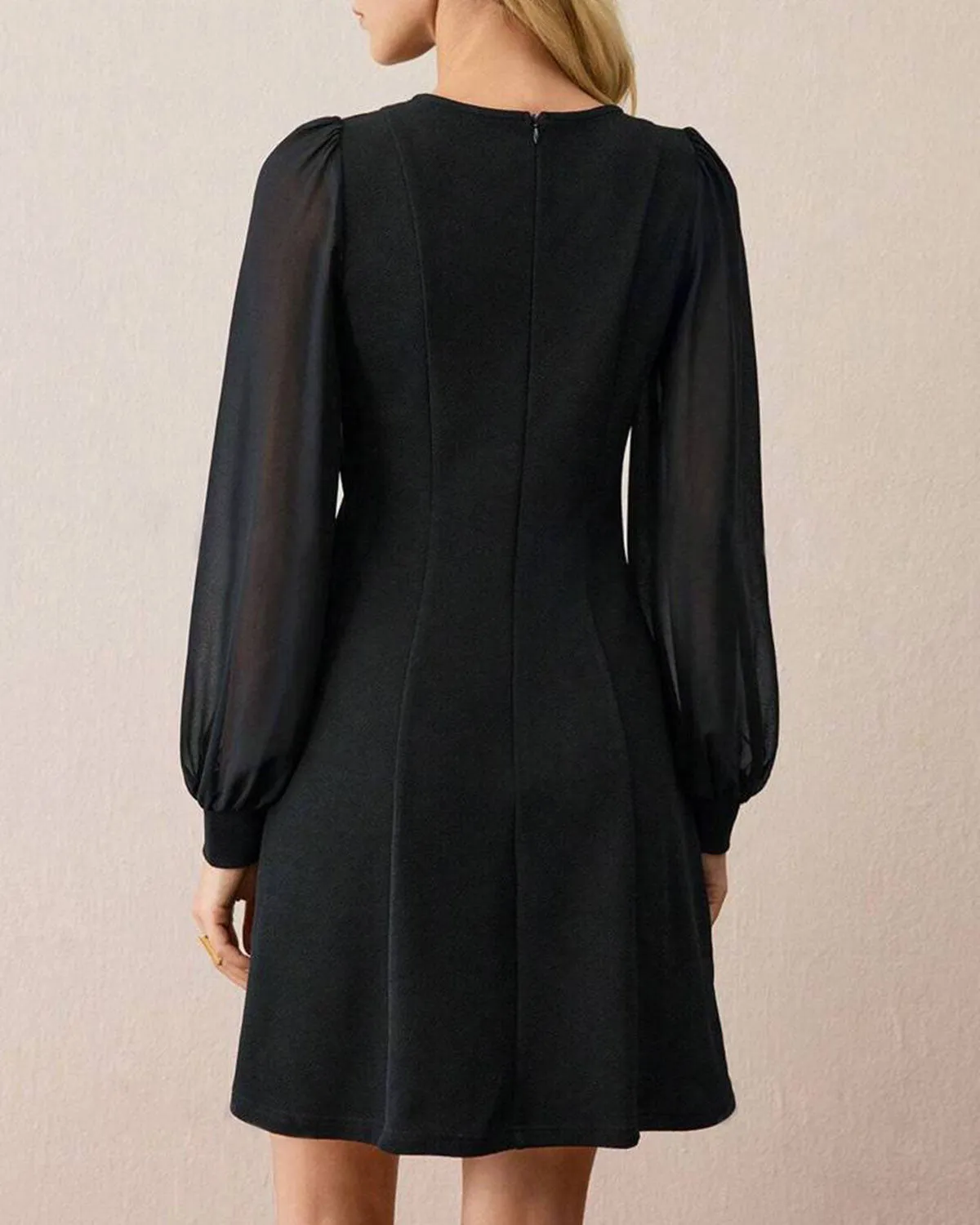 Black See Through Button Mini Dress sold by rihoas product image thumbnail 3