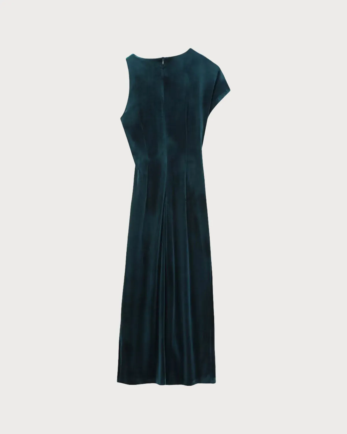 Green Velour Asymmetrical Midi Dress sold by rihoas product image thumbnail 2