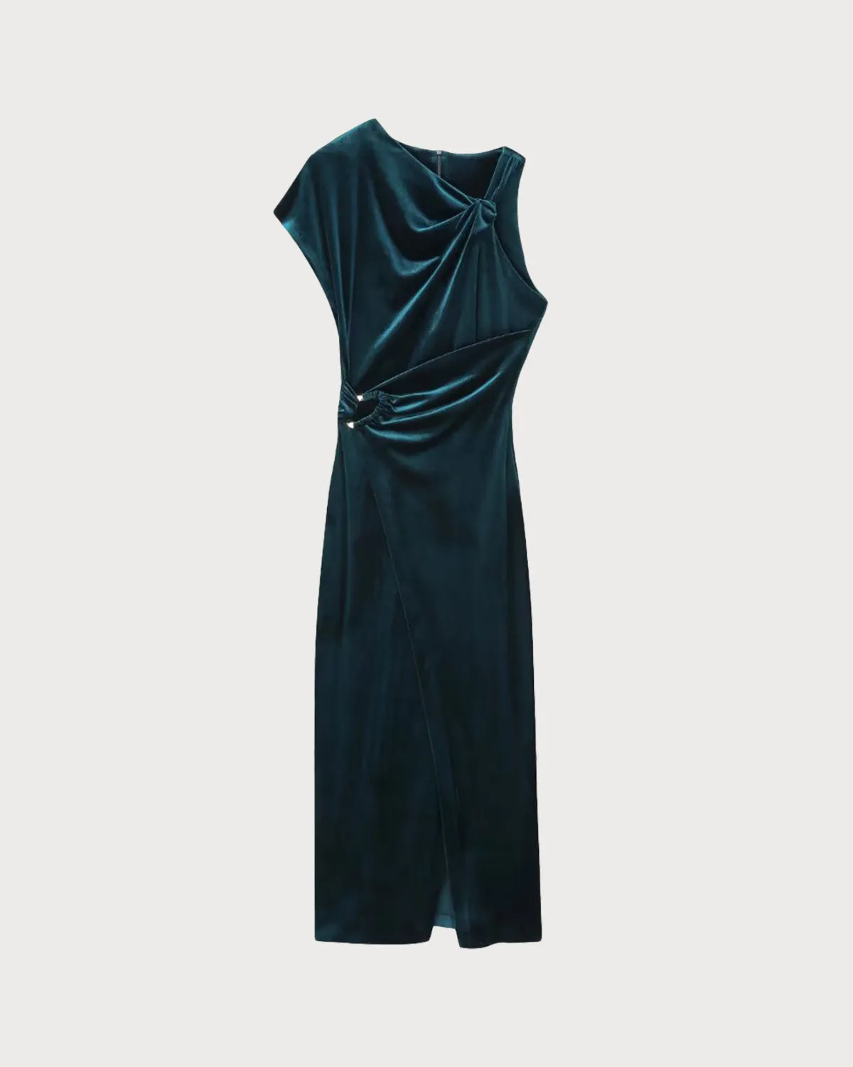 Green Velour Asymmetrical Midi Dress sold by rihoas