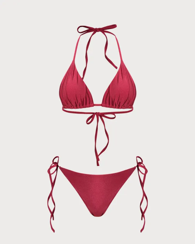 Red Triangle Drawstring Bikini Set sold by rihoas