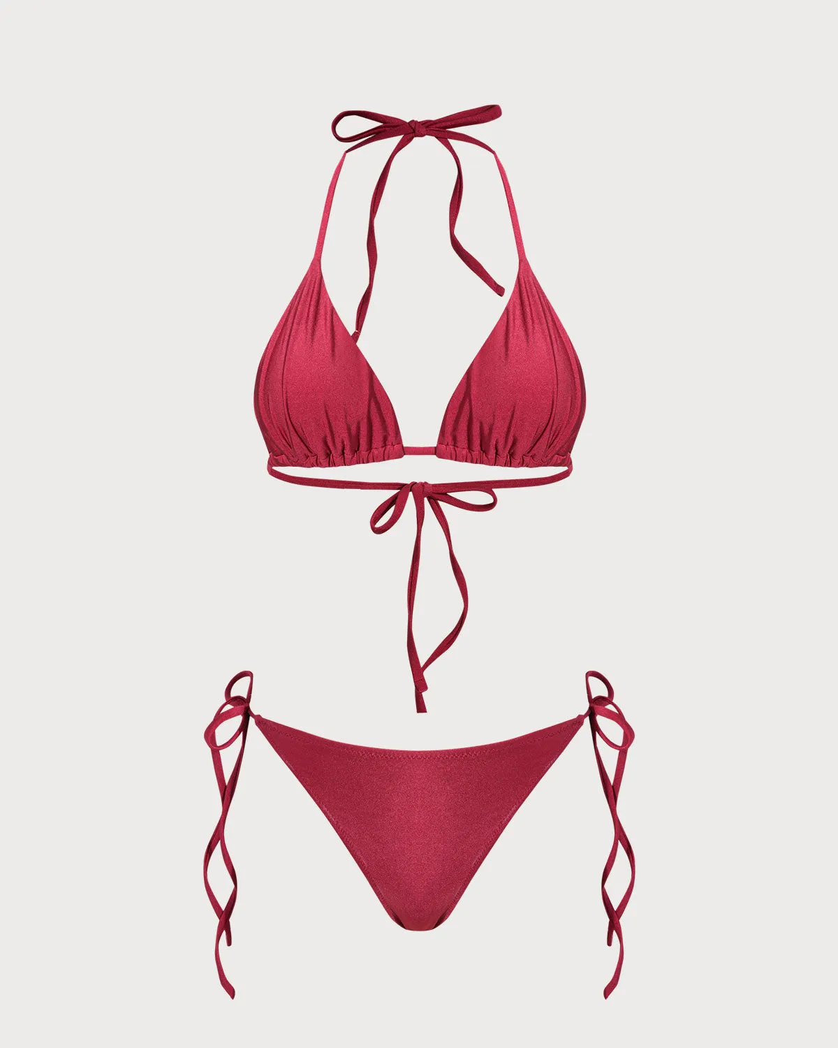 Red Triangle Drawstring Bikini Set sold by rihoas