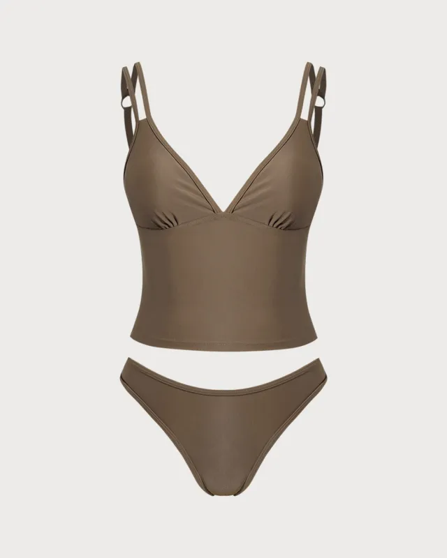 Coffee High Stretch Tankini Set sold by rihoas