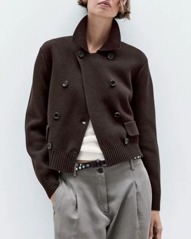 Coffee Double Breasted Cardigan sold by rihoas